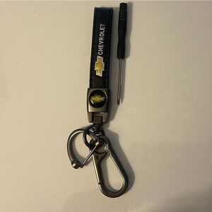 Chevrolet Key Fob Keychain in Black Leather NWT